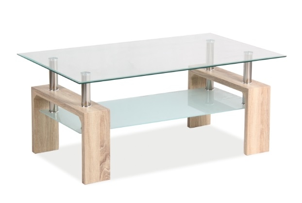 Kasvo ISA BASIC II konfečrenční stůl 110x60 sklo / nohy dub sonoma Šířka 100 cm
