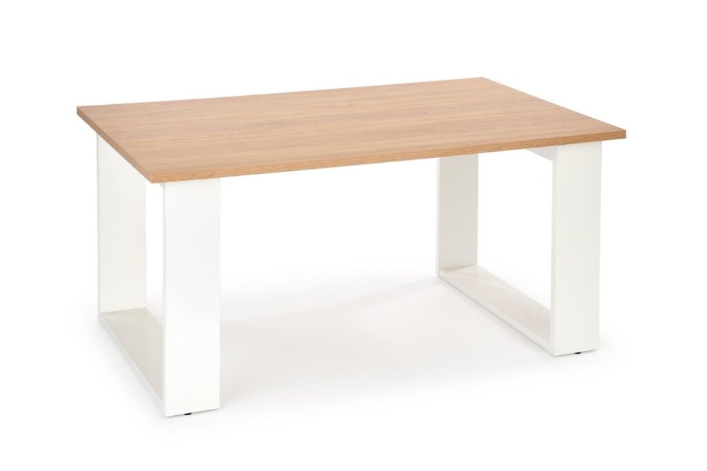 Kasvo LIBRA konferenční stůl deska dub votan - zlatý / nohy bílé Šířka 100 cm